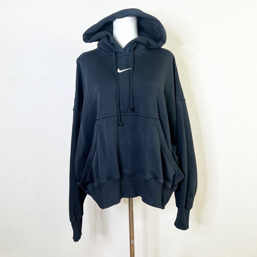 Nike Sportswear Phoenix Fleece Oversized Hoodie Black Swoosh DQ5858-010‎ Medium